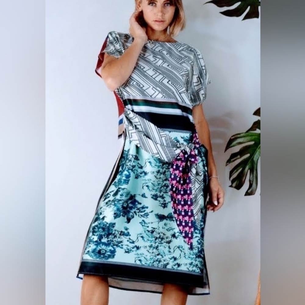 NWT, Medium, Silky Scarf Print Dress